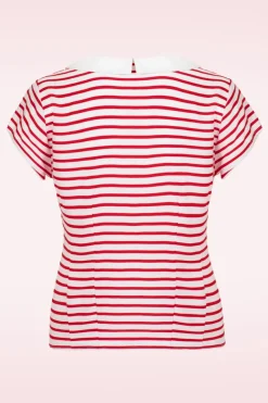 Bunny Ahoy Blouse In Wit En Rood>Vrouwen Blouses