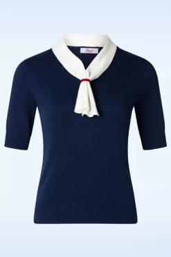 Banned Retro Ahoy Sail Trui In Marineblauw En Wit>Vrouwen Truitjes