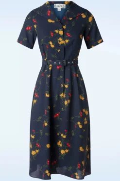 Collectif Clothing Alberta Bloom Floral Jurk In Marineblauw>Vrouwen Plus Size Jurken