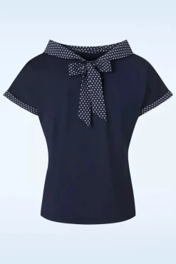 Banned Retro Alicia Blouse In Marineblauw>Vrouwen Blouses