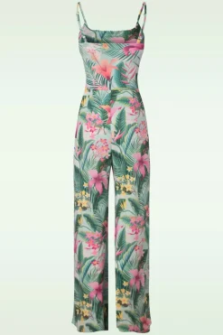 Vintage Chic for Topvintage Alyssa Tropical Jumpsuit In Mint Groen>Vrouwen Playsuits & Jumpsuits