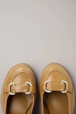 Nemonic Amelie Leather Slingback Pumps In Licht Cognacbruin>Vrouwen Pumps