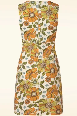 Vintage Chic for Topvintage Amy Bloemen Jurk In Oranje En Groen>Vrouwen Plus Size Jurken