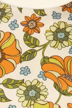 Vintage Chic for Topvintage Amy Bloemen Jurk In Oranje En Groen><noscript><img width=