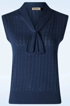 Banned Retro Anchor Ahoy! Top In Marineblauw>Vrouwen Truitjes