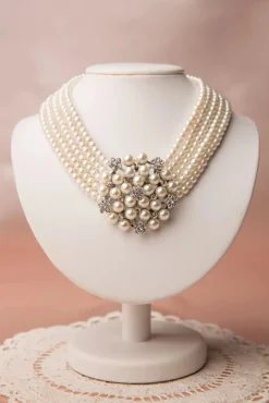 Lovely Audrey Creme Parel Choker Ketting><noscript><img width=