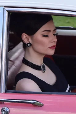 Lovely Audrey Jet Flower Stud Oorbellen In Zwart En Zilver>Vrouwen Sieraden