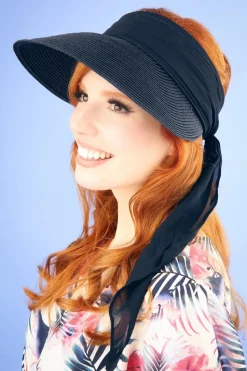 Amici Augusta Strohoed Met Klep In Marineblauw>Vrouwen Hoeden & Fascinators