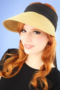 Amici Augusta Strohoed Met Klep In Naturel En Zwart>Vrouwen Hoeden & Fascinators