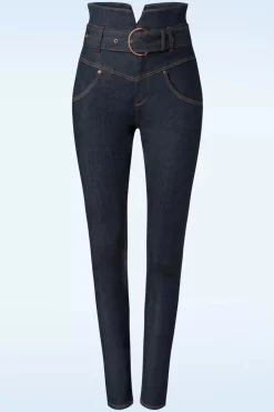 Rock-a-Booty Babe Skinny Jeans Met Hoge Taille In Donkerblauw><noscript><img width=
