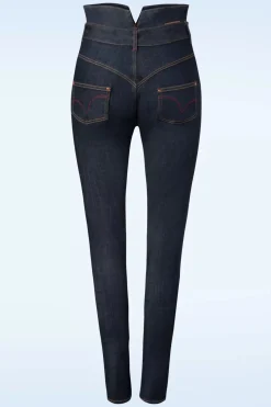 Rock-a-Booty Babe Skinny Jeans Met Hoge Taille In Donkerblauw><noscript><img width=
