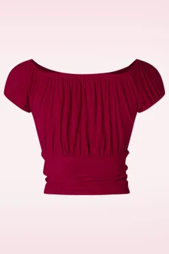 Vintage Chic for Topvintage Belinda Off-Shoulder Top In Rood>Vrouwen Tops