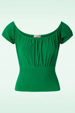 Vintage Chic for Topvintage Belinda Off-Shoulder Top In Groen>Vrouwen Tops