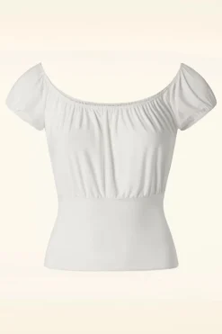 Vintage Chic for Topvintage Belinda Off-Shoulder Top In Wit>Vrouwen Tops