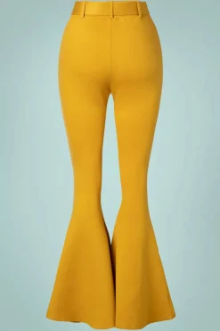 Vixen Bengaline Uitlopende Broek Met Riem In Mosterd>Vrouwen Broeken