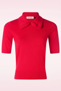 Banned Retro Bow Delight Jumper In Rood>Vrouwen Truitjes