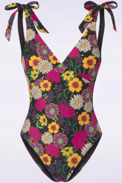 TC Beach Bow Flower Power Badpak In Zwart>Vrouwen Badpakken