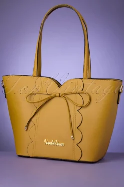 Vixen Bow Front Geschulpte Shopper Tas Mosterd Geel><noscript><img width=