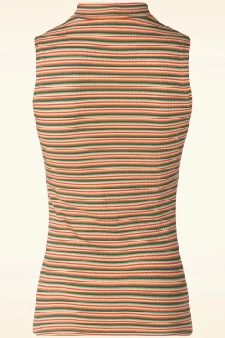 King Louie Boxy Stripe Turtle Top In Ponderosa Groen>Vrouwen Tops