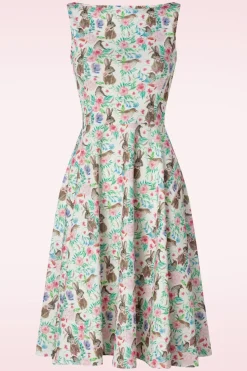 Vintage Chic for Topvintage Bunny Hop Swing Jurk In Wit En Multi>Vrouwen Plus Size Jurken