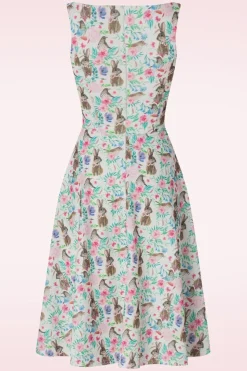 Vintage Chic for Topvintage Bunny Hop Swing Jurk In Wit En Multi>Vrouwen Plus Size Jurken