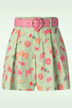 Vixen Candy Belted Shorts In Mint>Vrouwen Broeken