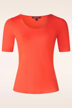 King Louie Carice Uni Rib Top In Zon Oranje>Vrouwen Truitjes