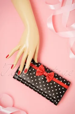 Banned Retro Carla Bow Polka Portemonnee In Zwart En Rood><noscript><img width=