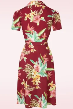Rock N Romance Charlene Honolulu Blouse-Jurk In Bordeauxrood>Vrouwen Swing Jurken