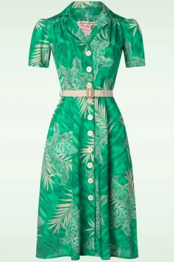 Rock N Romance Charlene Palm Blouse-Jurk In Smaragdgroen>Vrouwen Plus Size Jurken