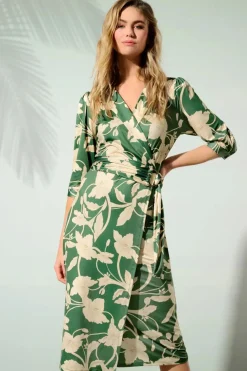 K-Design Charlotte Flower Jurk In Groen>Vrouwen Midi Jurken