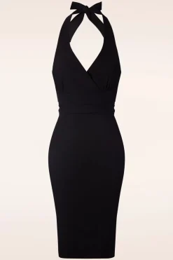 Vintage Chic for Topvintage Cher Halter Pencil Jurk In Zwart>Vrouwen Plus Size Jurken
