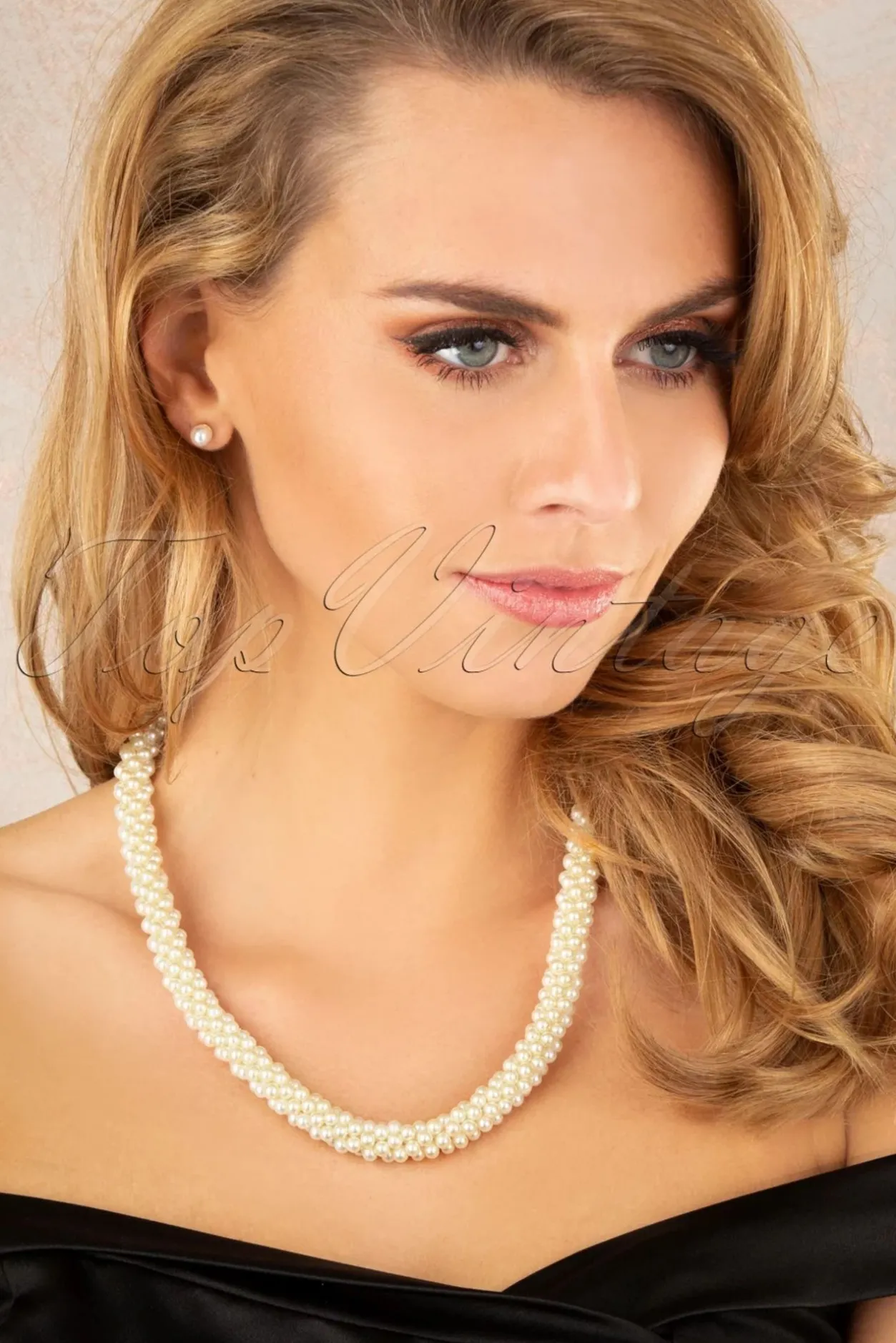 Topvintage Boutique Collection Chunky Parelketting In Ivoor>Vrouwen Sieraden