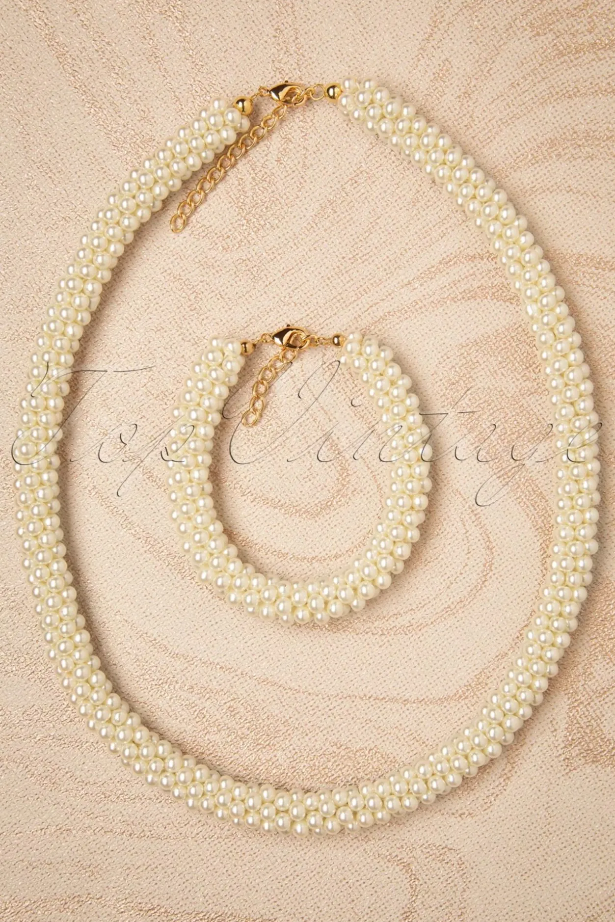 Topvintage Boutique Collection Chunky Parelketting In Ivoor>Vrouwen Sieraden