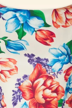 Vintage Chic for Topvintage Cindi Floral Swing Jurk In Creme><noscript><img width=