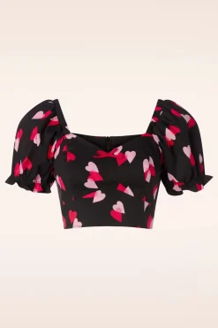 Bunny Confetti Crop Top In Zwart>Vrouwen Tops