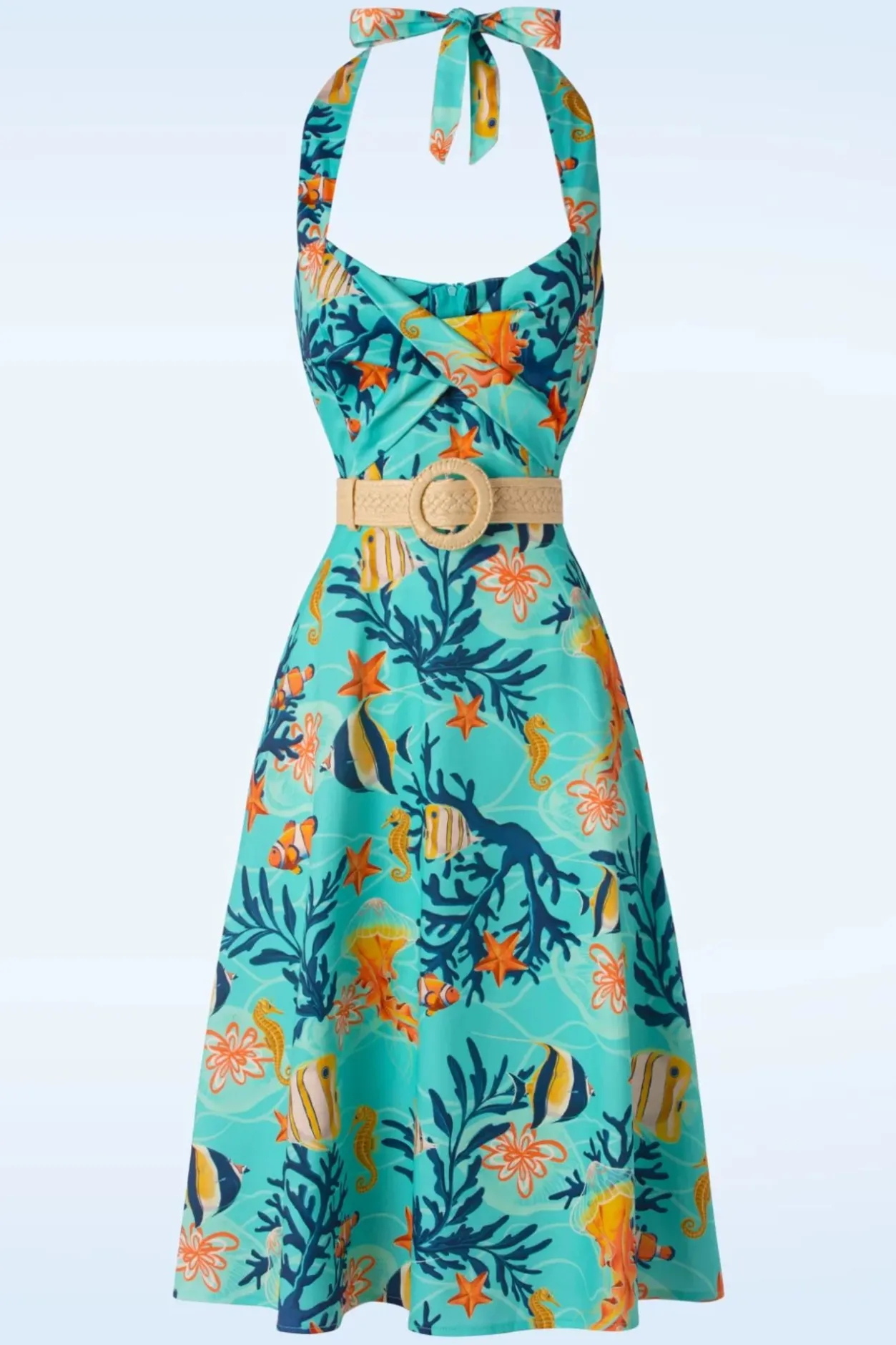 Vixen Coral Reef Halter Flare Jurk In Blauw>Vrouwen Plus Size Jurken