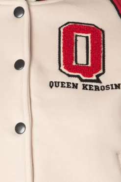 Queen Kerosin Damen Raglan College Sweat Jacket In Beige En Rood>Vrouwen Jassen