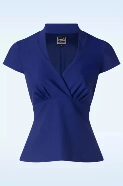 Glamour Bunny Business Babe Danny Lee Blouse In Koningsblauw>Vrouwen Tops