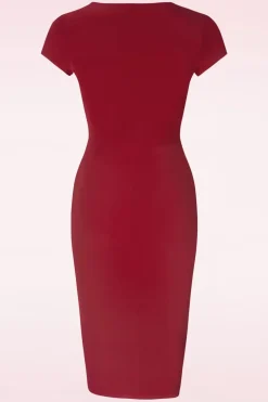 Vintage Chic for Topvintage Darcy Pencil Jurk In Donkerrood><noscript><img width=