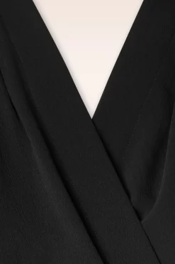 Rock N Romance Darla Overslag Blouse In Zwart>Vrouwen Blouses