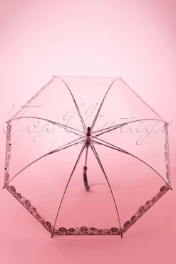 So Rainy Dentelle Flower Transparante Koepelparaplu In Zwart><noscript><img width=