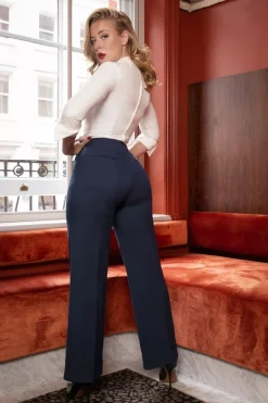 Glamour Bunny Business Babe Diadora Wijde Pantalon In Marineblauw><noscript><img width=