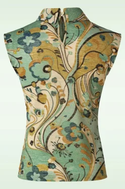 King Louie Dita Top Frenzy In Dusty Turquoise>Vrouwen Tops