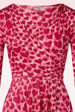 Vintage Chic for Topvintage Ditsy Heart Swingjurk In Rood En Roze>Vrouwen Plus Size Jurken