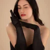 Pamela Mann Elegante Lange Satijnen Handschoenen In Zwart>Vrouwen Handschoenen