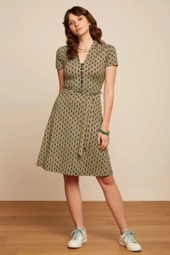 King Louie Emmy Indy Jurk In Delphinium Groen>Vrouwen Swing Jurken