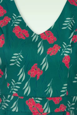 Topvintage Boutique Collection Exclusief Bij Topvintage ~ Olivia Swingjurk Met Korte Mouwen In Blauwgroen><noscript><img width=