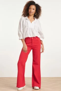 Smashed Lemon Fae Flared Jeans In Rood>Vrouwen Broeken