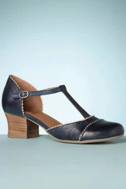 Miz Mooz Fernie T-Strap Pumps In Denim En Creme>Vrouwen Pumps